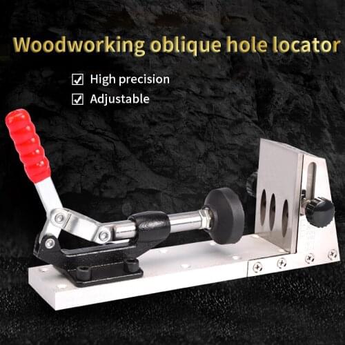 High Precision Adjustable Oblique Hole Locator A3Carbon Steel Material Durable Woodworking Manual Bevel Drilling Fixed Tool