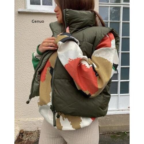 Women Fashion Thick Warm Coat Vintage Pockets Drawstring Wear Both Positive and Negative Sleeveless Cotton Vest Outerwear