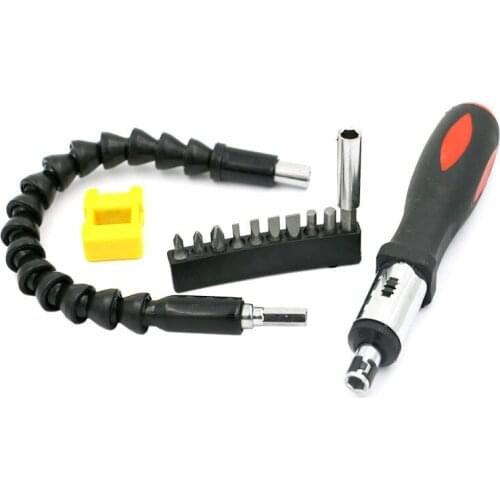 ZtDpLsd 13Pcs Two-way Ratchet Screwdriver Set Hand Tool Kit With Universal Flexible Shaft Bits Connected Rod Magnetizer Tools