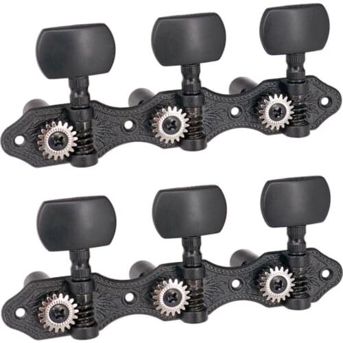 1 Pair 1:18 Black Classical Guitar Tuners Machine Heads Tuning Key Pegs for Classical Guitar or Flamenco Guitar