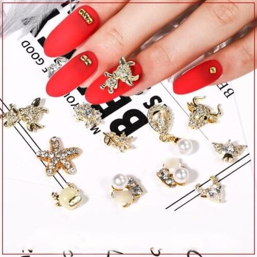 1 Pc Japanese Style 3D Metal Zircon Nail Art Accessories Light Luxury Zodiac Super Flash Rhinestone Nail Art Decoration Pendant