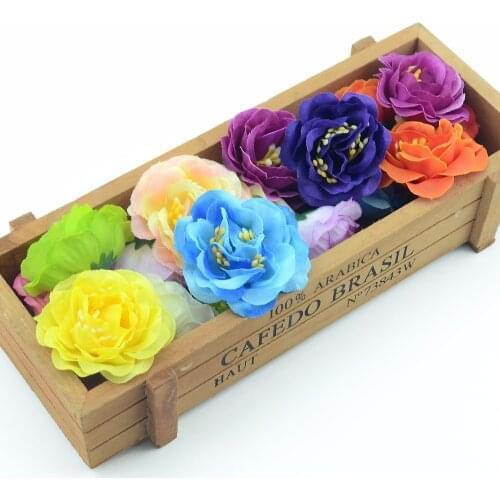10pcs Silk Artificial Rose Flower Heads For Wedding Decoration DIY Handmade Wreath Scrapbooking Accessories Craft Fake Flowers