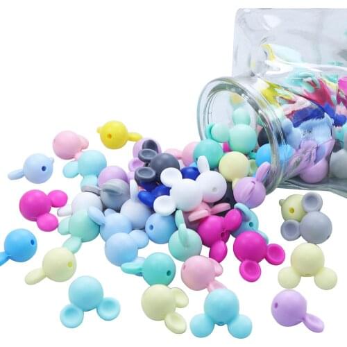 Joepada 10pcs Mickey Baby Teething Beads Cartoon Silicone Beads For Necklaces BPA Free Teether Toy Accessories Nursing DIY Gift