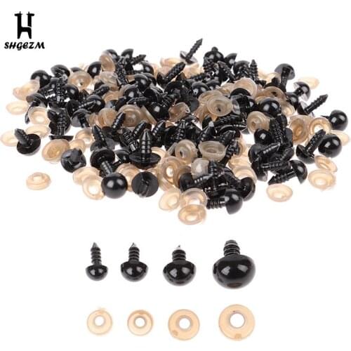 100sets 8/10/12/15 mm Findings Stuffed Toys Glitter Safety Eyes Nonwovens Hard Washer Clear Plush Doll Round Plastic Safety Eyes
