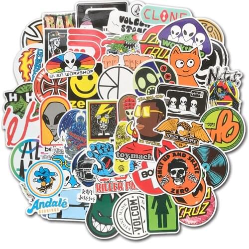 100Pcs/Pack Skateboard Fashion Brand Logo Graffiti Stickers Bomb For Luggage Car Guitar Snowboard Laptop Bicycle Cool Sticker