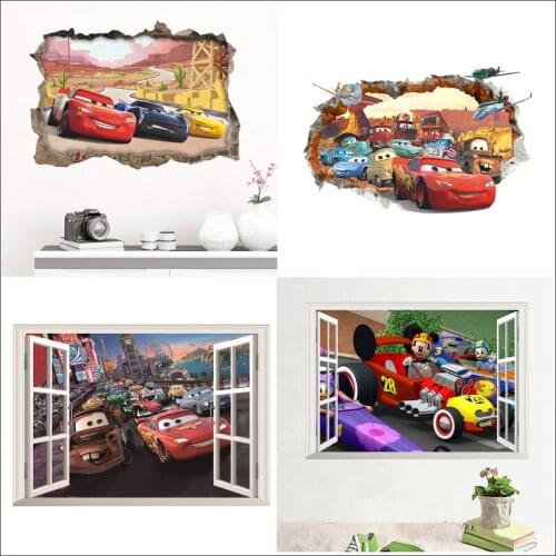 3D Cartoon Lightning car wall stickers for kids room kindergarten bedroom living room wall decoration stickers for home decor
