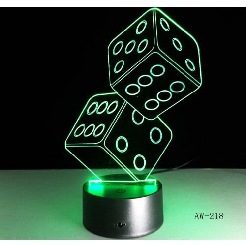 Dice 3D Night Light Acrylic Colorful Atmosphere Lamp Stereo Vision Lamp Bedroom Night Light Gifts For Party Decor Light AW-218