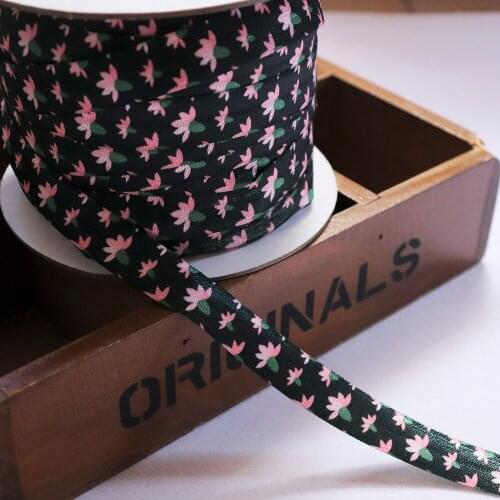 5yards/lot 5/8'' Floral printed elastic ribbon foe fold over elastic stretch band diy crafts for clothing baby headband material