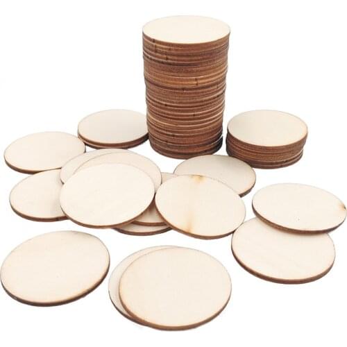 50pcs 50mm 1.96inch Home Card Making Wood Slices Centerpieces Round Painting Wedding Decoration Blank Natural DIY Craft