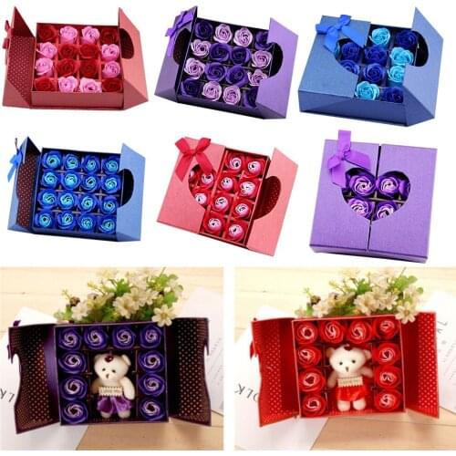 9/16Pc Soap Floral Gift Artificial Rose Head Valentines Day Gift Wedding Bouquet Home Decoration Hand Flower Art Rose Bath Body
