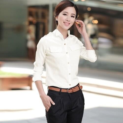 Womens Tops and Blouses High Qualities Blouses Woman Office Lady Formal Party Long Sleeve Slim Collar Blouse White Shirt Tops