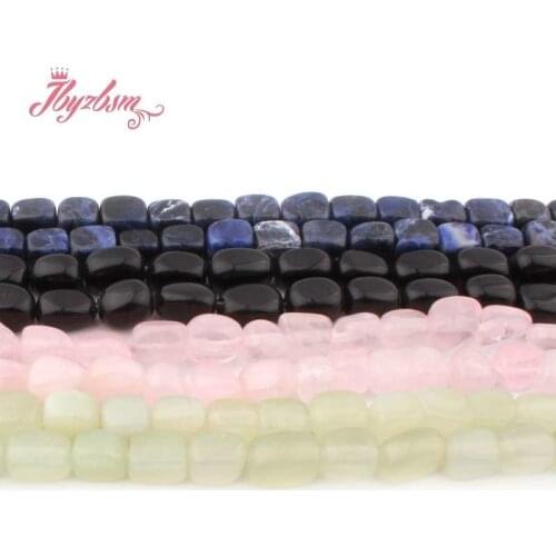 6x8-8x9mm Natural Stone Beads Agates Quartz Sodalite Jades Rectangle For DIY Necklace Jewelry Making Loose 15" Free Shipping