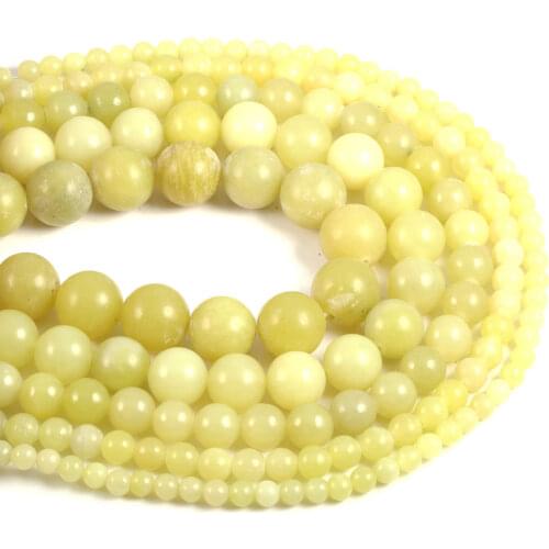 Wholesale Natural Stone Lemon Jaspers Beads Round Loose Spacer Beads for DIY Necklace Bracelet Making Jewelry Accessories 38cm