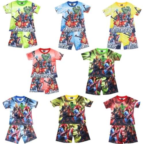 Kids Boys Girls Clothes Baby Pajamas Summer Short Sleeved Set Cartoon The Avenger Lackey Childrens Sleepwear