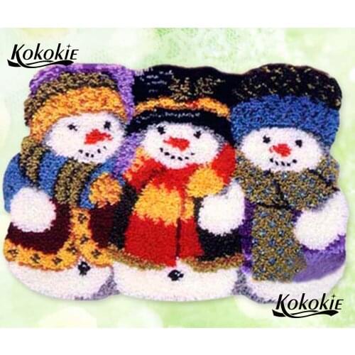 DIY latch hook rug canvas printing snow man Christmas decor accessories tapijt foamiran for needlework knooppakket crochet tapis