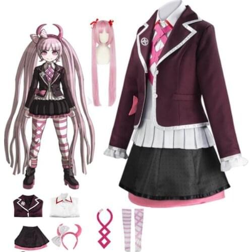 Another Episode Utsugi Kotoko Cosplay Costumes Full Set Zentai Danganronpa School Girl Skirt Clothing Uniform With Wig