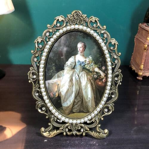 European oval photo frame cutout roses alloy metal photo frame family 2 colors frame vintage Home Decoration Photo Frames XC061