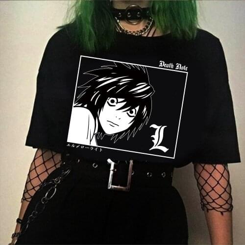 Death Note Summer Anime Tshirt L Lawliet Men Hip Hop Harajuku Anime Unisex Tops Casual Streetwear Tops