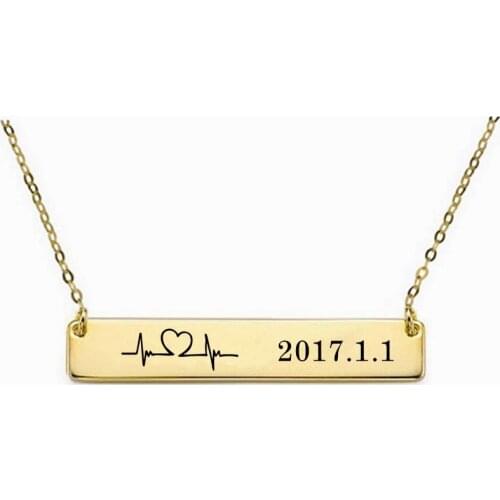 Stainless Steel Rectangular Jewelry Mens And Womens Silver / Gold Custom Pendant Blank Lettering Necklace