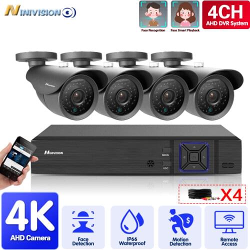 CCTV Security Camera System 4CH 6 in 1 AHD TVI CVI CCTV Kit 8MP In/Outdoor Weatherproof Surveillance Camera System Set