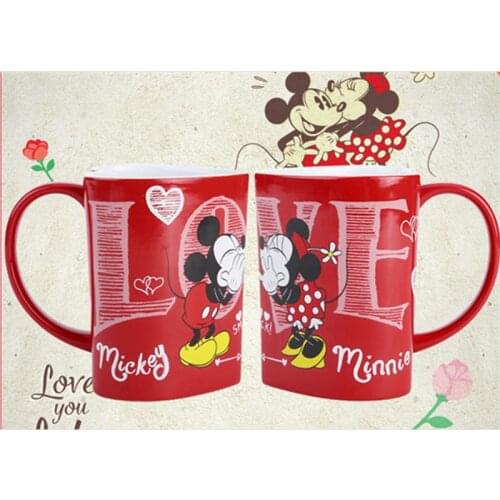400ml Disney Fashion Cartoon Cute Mickey Minnie Ceramic Mug Love Couple Cups Water Glass Gift Coffee Tea Breakfast Mug