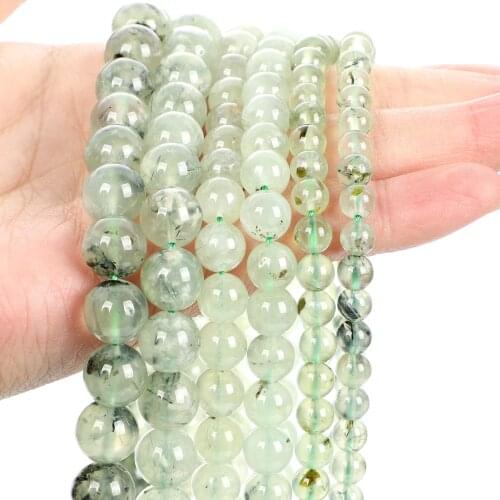 Natural Stone Green Prehnites Round Loose Spacer Beads For Jewelry Making Needlework Bracelet DIY Necklace Accessories 6/8/10MM