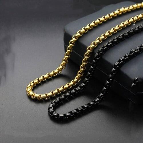 Fashion simple titanium steel square pearl chain stainless steel plated black necklace trend necklace jewelry hot sale