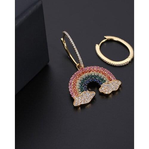 Fashion Zircon Rainbow Pendants Danglers Stud Earrings Women Jewelry For Gift
