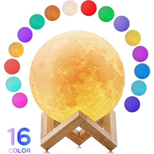 NEW Dropship 16 Colors 3D Print Star Moon Lamp Colorful Change Touch Home Decor Creative Gift Usb Led Night Light Galaxy Lamp