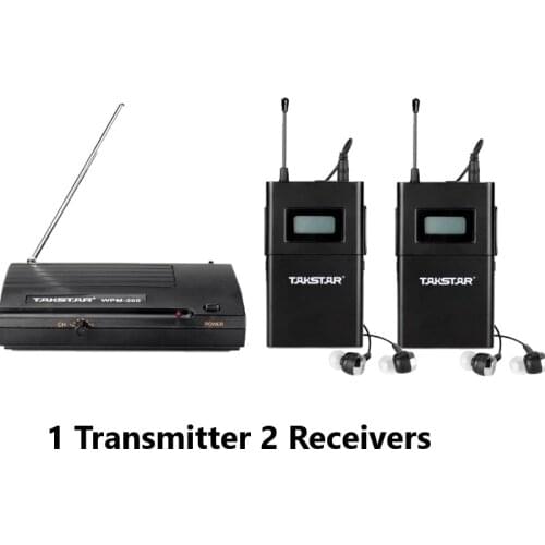 NEW Takstar Wpm-200 Wireless Monitor System In-Ear Stereo 1 Transmitter 2 Receivers Stage Wireless Monitor System