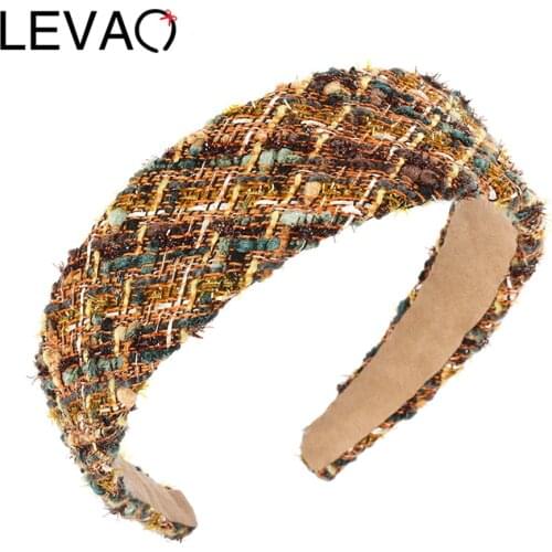 LEVAO Tweed Knitting Headband For Women Hairbands Bezel Turban Fashion Elegant Girls Hair Accessories Hair Band Head Hoop