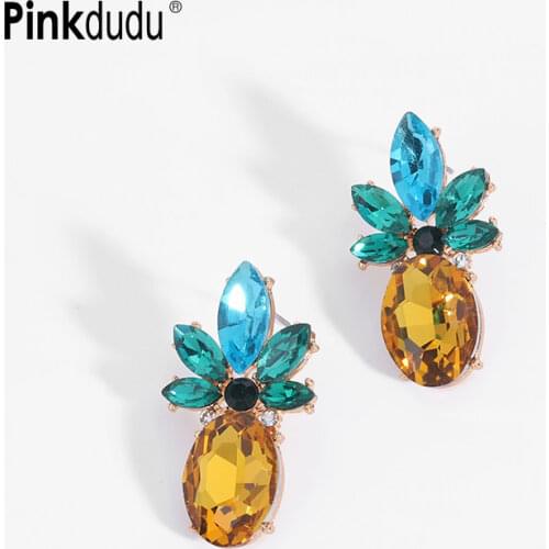 Pinkdudu Hot Fashion Korean Fruit Crystal Dangle Earrings Big Fresh Pineapple Drop Earrings for Women Party Jewelry Gifts PD253