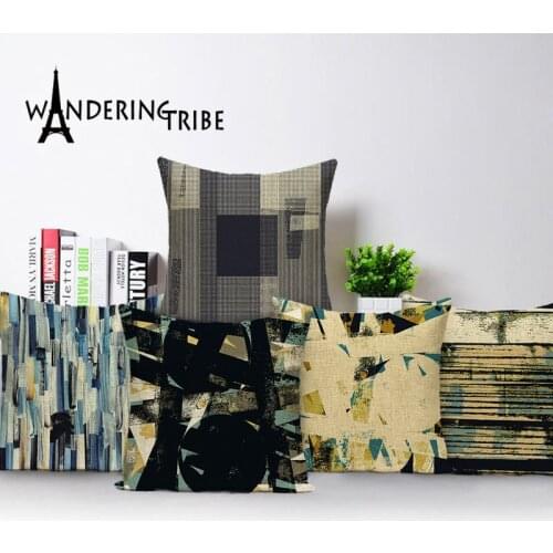 Retro Stripe Cushion Cover Abstract Black Blue Line Pillow Case Scandinavian Linen Home Decoration Sofa Cushions Cases Kissen