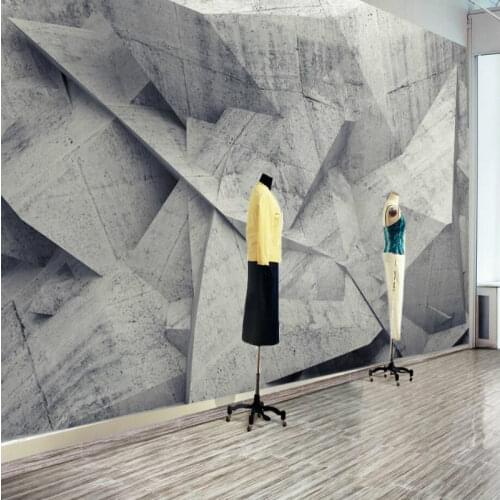 Retro Industrial Wind 3D Stereoscopic Gray Polygon Mural Wallpaper for Walls 3D Restaurant Clothing Store Decor Wall Paper 3D