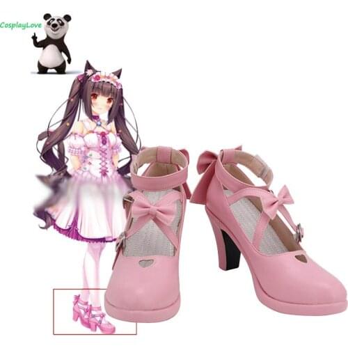 Nekopara Chocola Pink Shoes Cosplay Long Boots Leather Custom Made For Halloween Christmas