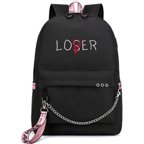 Lover Loser Backpack mochila Large School Bag Teenage Girls Usb Charging Women Book Bag Big High Schoolbag Youth Leisure College