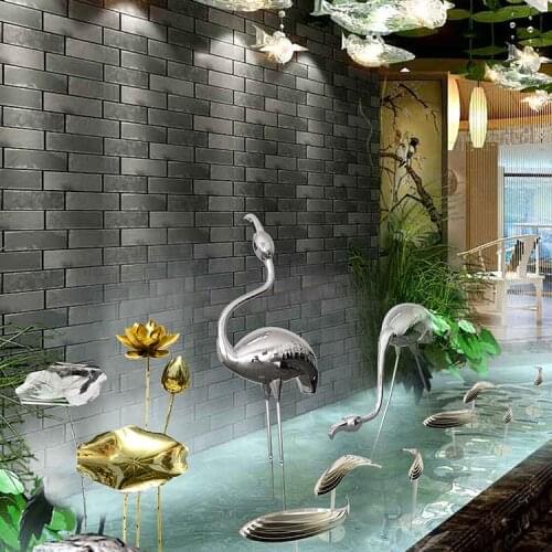 Garden Landscape Animal Simulation Sculpture Stainless Steel Flamingo Pool Lawn Outdoor Large Floor Decoration