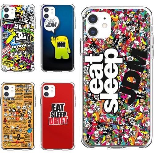 For Xiaomi poco X3 nfc F2 Pro M3 Mi 5X 6X Max Mix 1 2 2S 3 Mi5 Mi6 Mi3 Mi4 Silicone Bag Case Pattern-Sticker-Bomb-eat-sleep-JDM