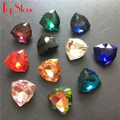 Topstone 220pcs 12mm Fat Triangle Fancy Stones Pointback Glass Crystals Multi Colors Jewelry Making