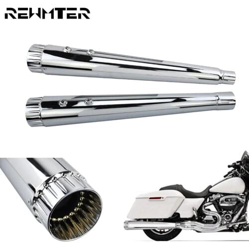 Motorcycle Mufflers Exhaust Pipes Chrome Megaphone Slip-On Exhaust System For Harley Touring 2017-2020 Ultra Classic Road Glide