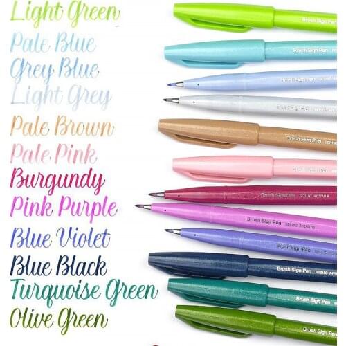 24Color Pental Fude Brush Pen Marker Art School Supplies