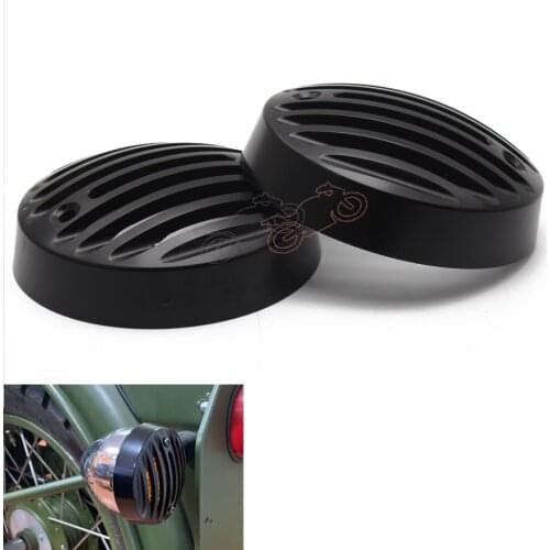 1pair Black Alloy Aluminum Turn signal Lights Protector Trim Grills Caps Fit For Royal Enfield Classic 500 Stealth Black Serises
