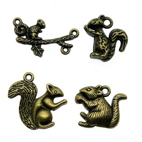 10pcs Squirrel Charms Squirrel Pendants Jewelry Making 3D Squirrel Charms For Bracelet Making Antique Bronze Color