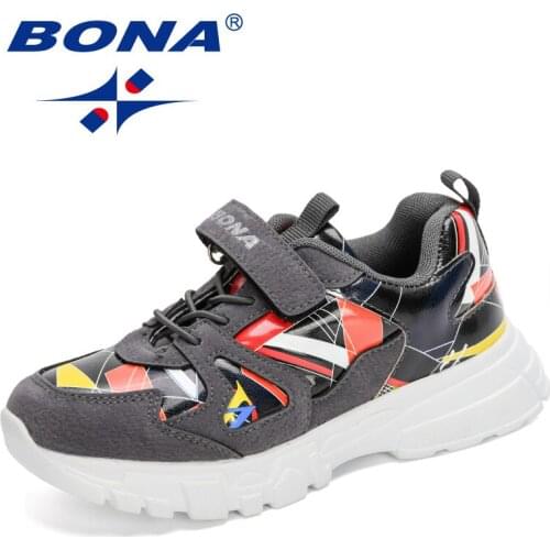 BONA 2020 New Designers Trendy Sneakers Kids Casual Running Shoes Children Sport Shoes Fashion Light Walking Footwear Boys Girls