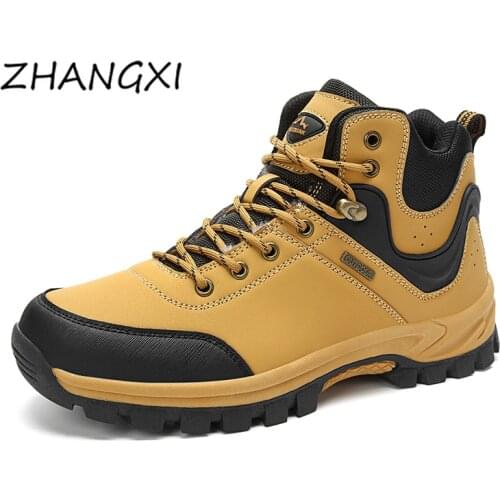 Brand Men Winter Snow Boots Waterproof Leather Sneakers Super Warm Mens Boots Outdoor Male Hiking Boots Work Shoes Men Combat