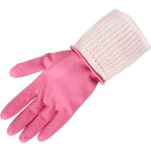 Home Pink Latex Household Gloves,Anti-Corrosion Non-Slip Reuable Household Gloves Dishwashing Gloves