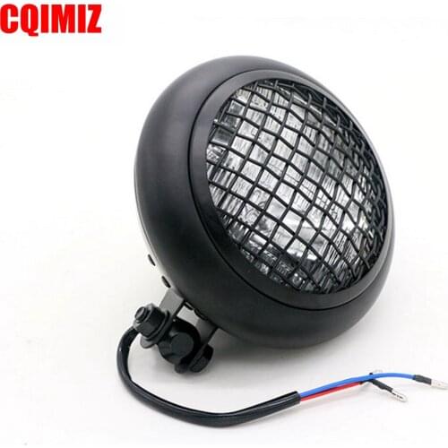 5.75'' Black Vintage Style Grille Headlight Mesh Grill Motorcycle Headlight Lamp For Retro Cafe Racer Bobber Custom Bike