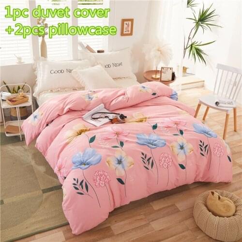 Flowers Duvet Cover Sets Pure Cotton Quilt Cover Single Double Full Queen King Bedding Sets 2pc Pillowcase Pink Comforter Cover