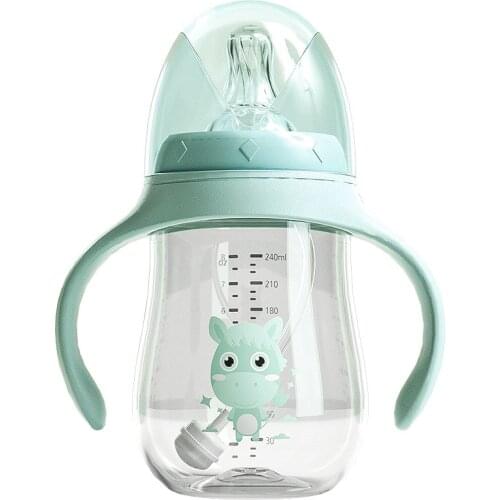 Baby Child Drinking Cup Feeding Bottle Anti-fall Wide-Caliber Multifunctional Drinking Milk Drinking Water Dual-use Bottle