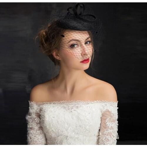 Hot Sale Black Birdcage Veil Wedding Hat Bridal Hats Wedding Birdcage Veil Face Veils Net Bridal Hats Wedding Accessories
